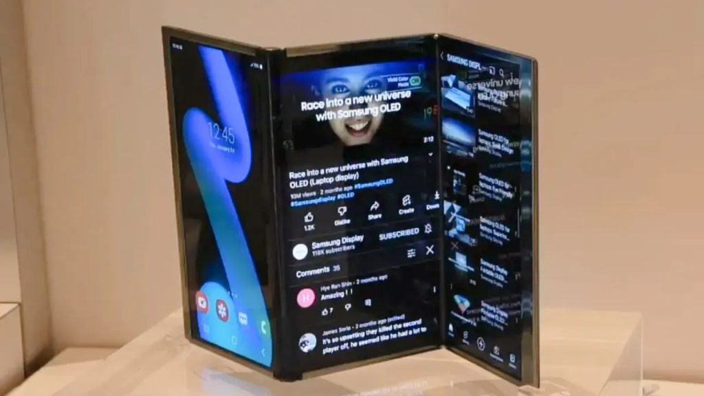 Dimensiunea maximă a ecranului smartphone-ului cu pliere triplă al Samsung
