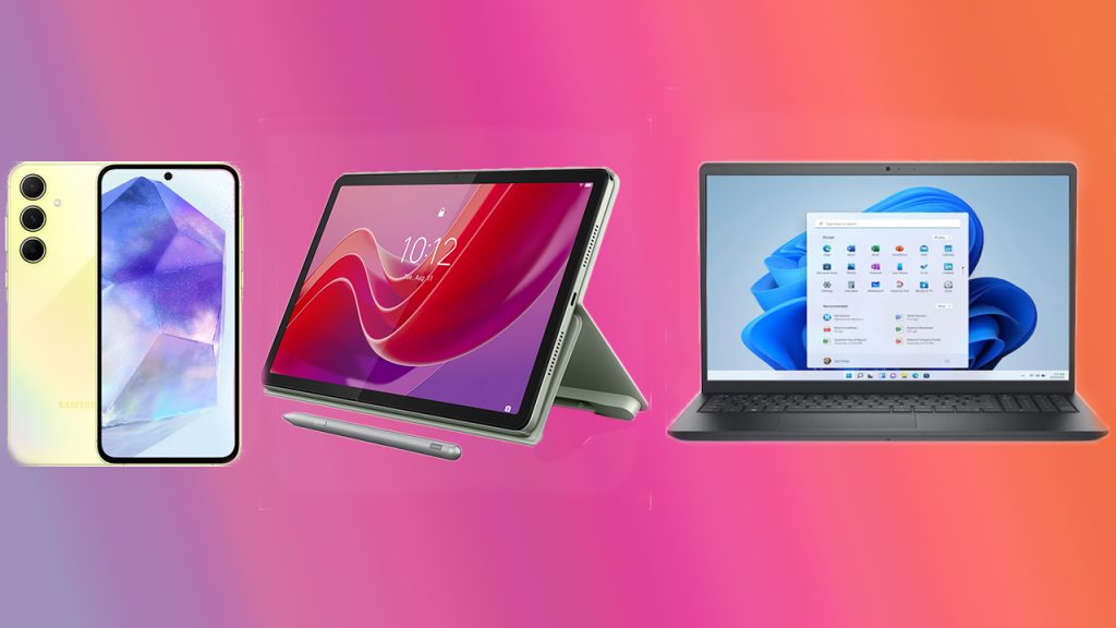 Smartphone Samsung midrange cu ecran Super AMOLED, tabletă Lenovo cu 8GB de RAM și un laptop Dell cu procesor de 4,7GHz